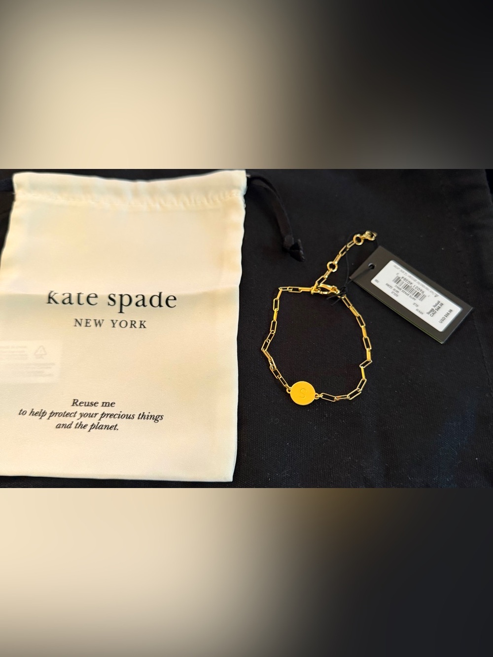 kate spade Gold Link Bracelet with Round Initial Charm S